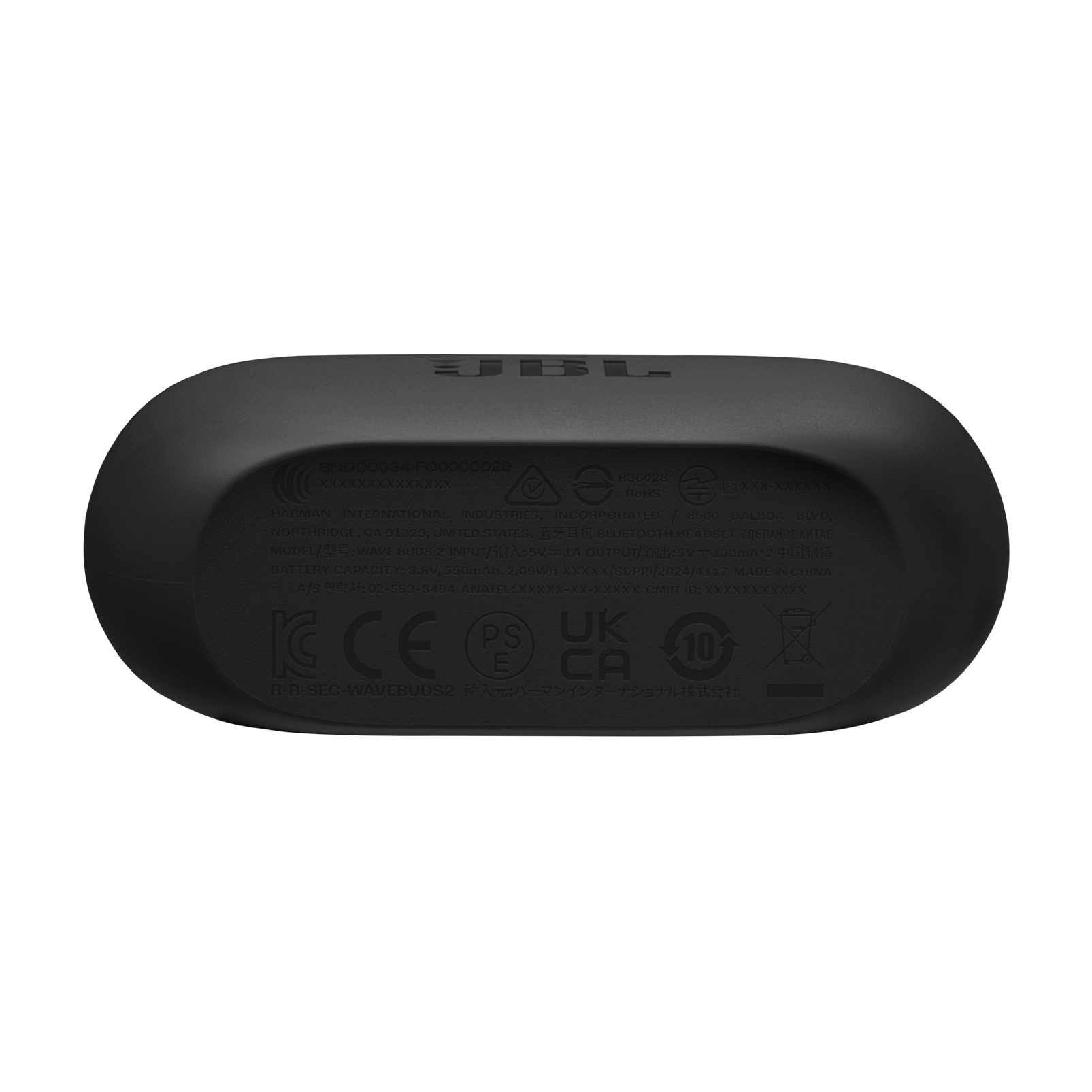 JBL Wave Buds 2 - Black - True Wireless Noise Cancelling Earbuds - Bottom